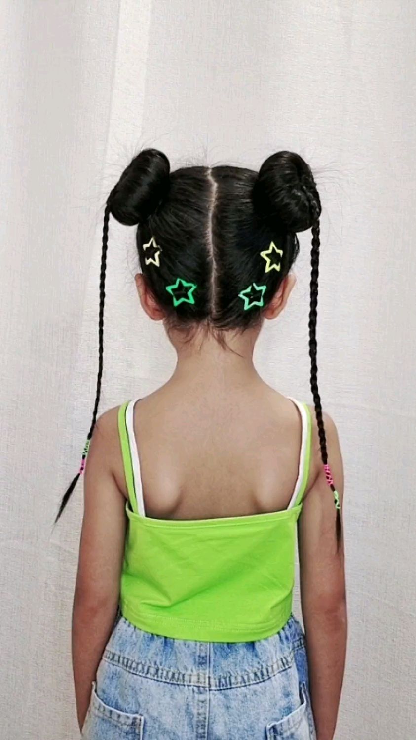 儿童编发:日常编发,一款俏皮可爱的双丸子头,希望大家喜欢-度小视