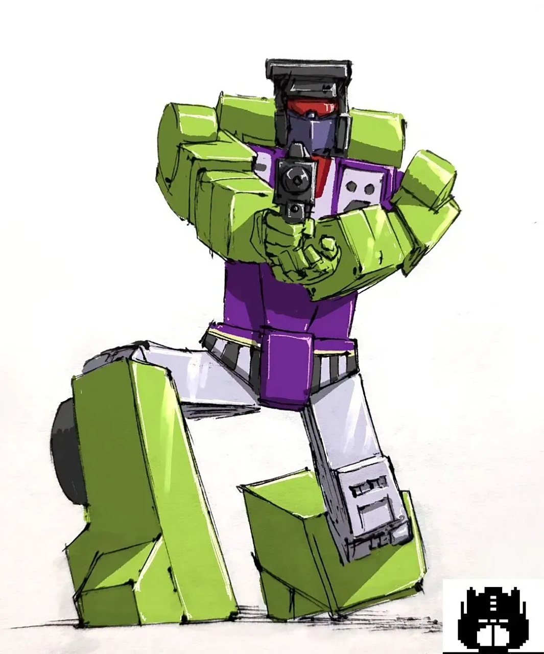 一组造型复古的变形金刚挖地虎与大力神插画欣赏,by artist stan.