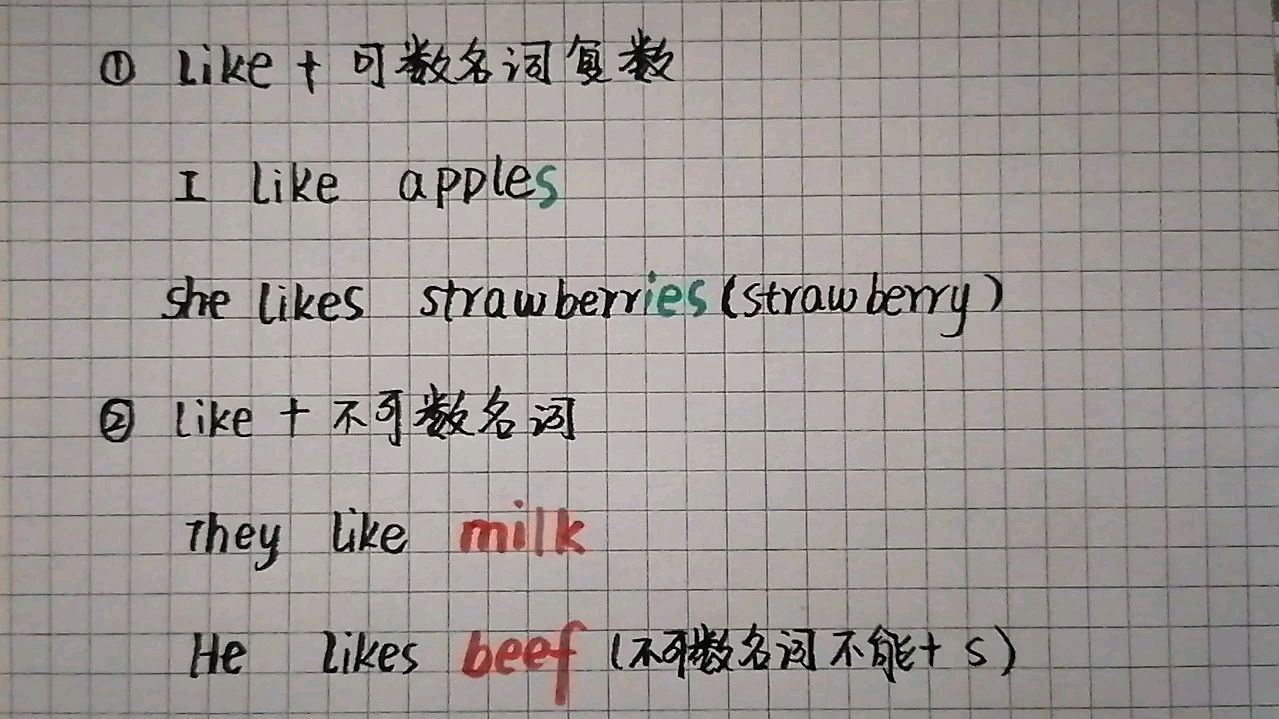 三年级小朋友学起来,like的用法一目了然