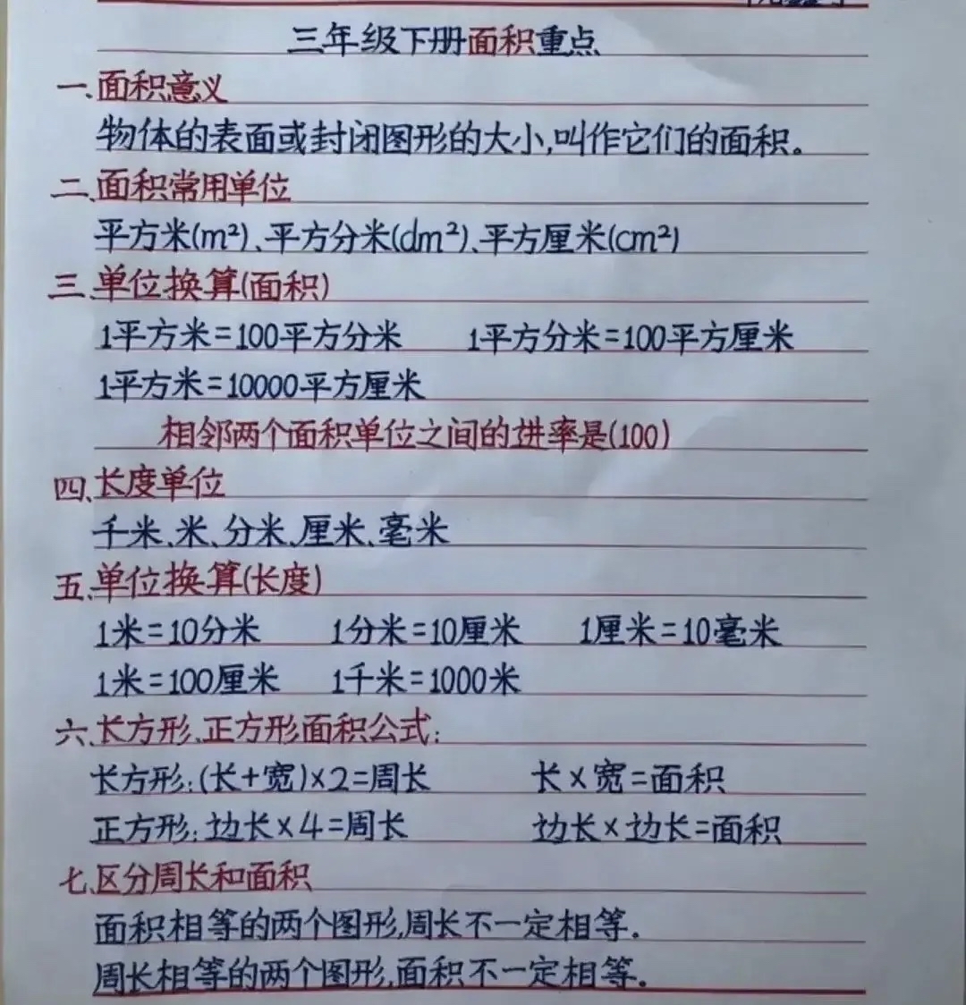 概括了"年月日,识方向,常用的面积单位,换算以及周长和面积公式"等