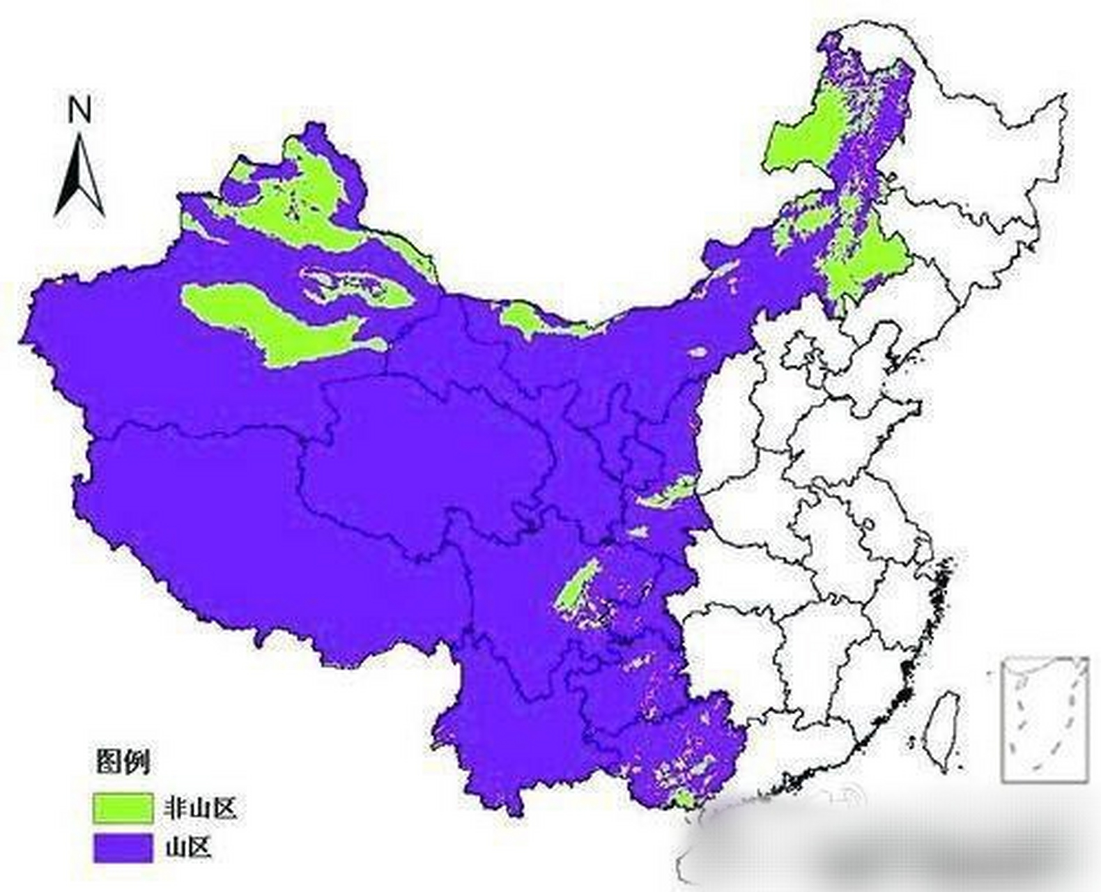 中国西部山区分布图: 中国西部地区总面积达681万平方公里,占全国总