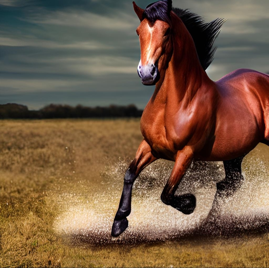 一匹奔腾的俊马,在辽阔的大地上飞奔