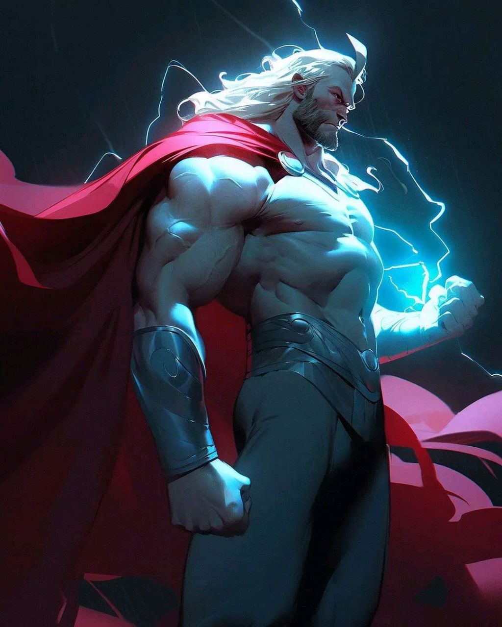 一组ai生成的天神宙斯和雷神索尔,相当的有气势.