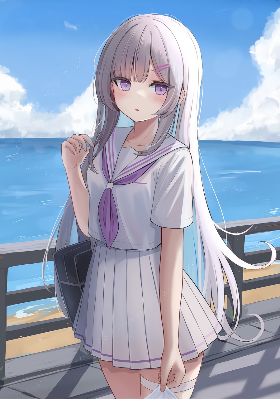 画师:タン塩 紫色系的jk制服,也很好看哇#jk制服# #二次元美图