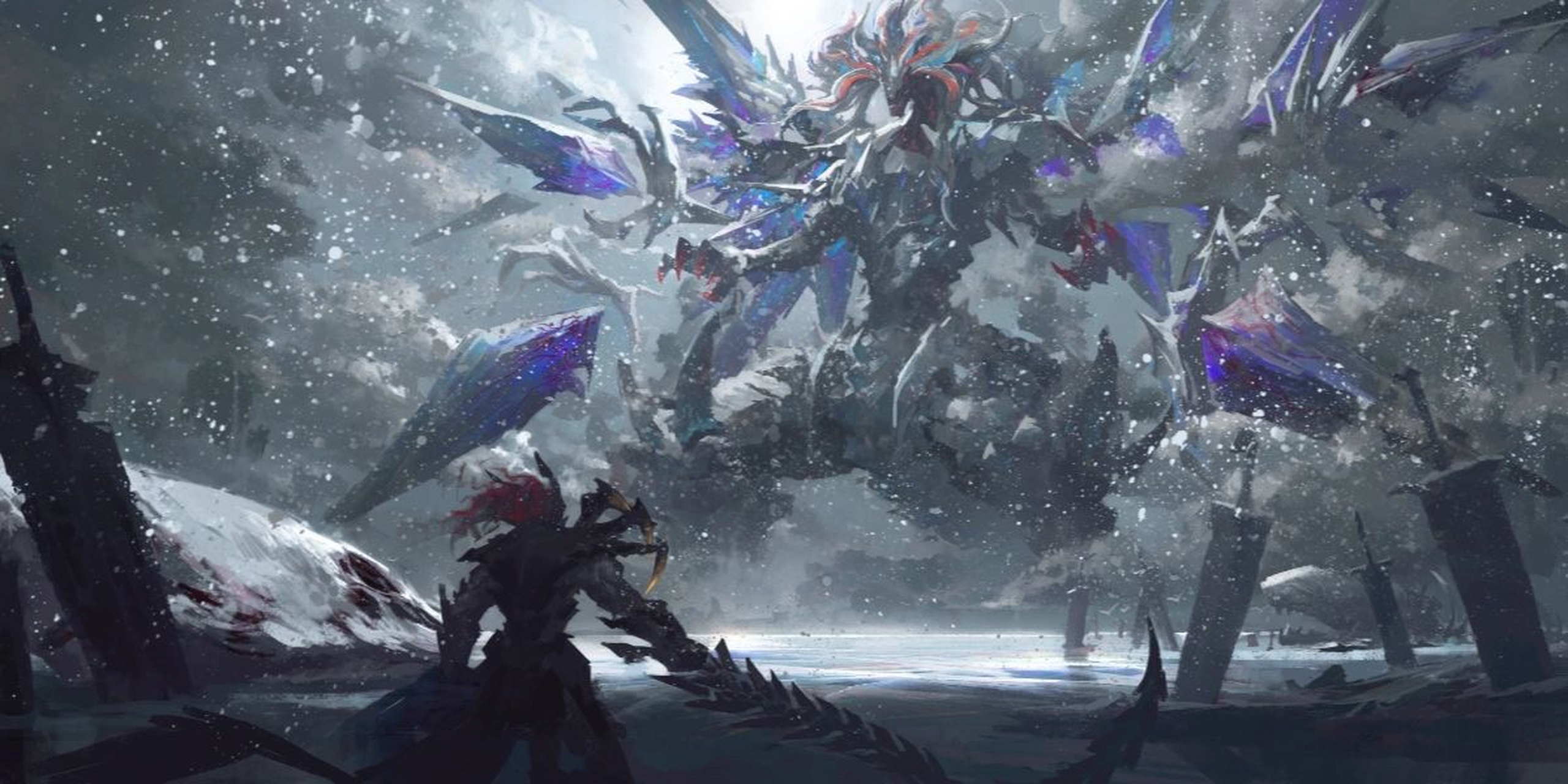 【板绘】"深渊"剧情的主角|||游戏王·冰剑龙 幻冰龙  阿不思的落胤所