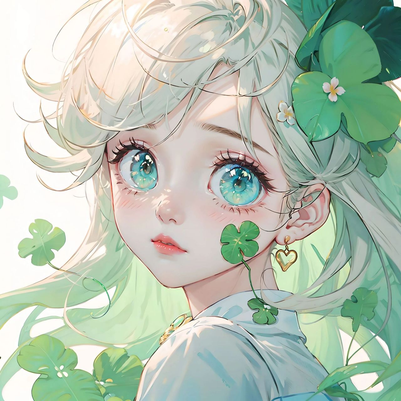 绿色系头像:四叶草女孩,与你一见如故,是我今生最美丽的相遇,我的岁月