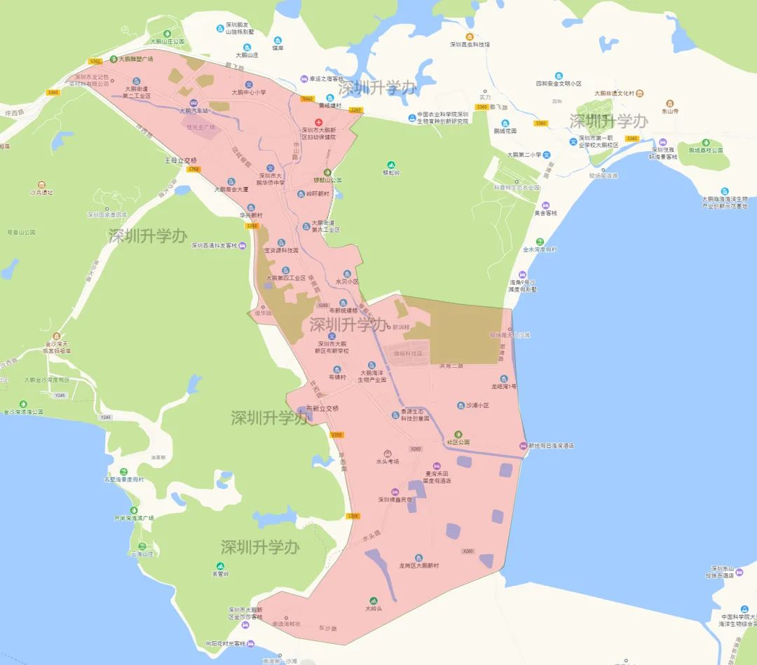 必备:大鹏新区学区划分地图出炉!(非文字,划分区域一目了然)