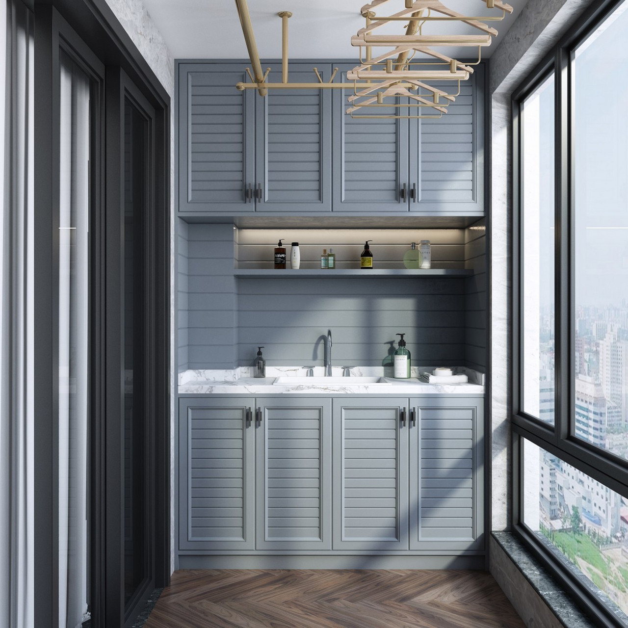 美式风格阳台柜,多功能,收纳强91,外观大气上档次,所以阳台也不要