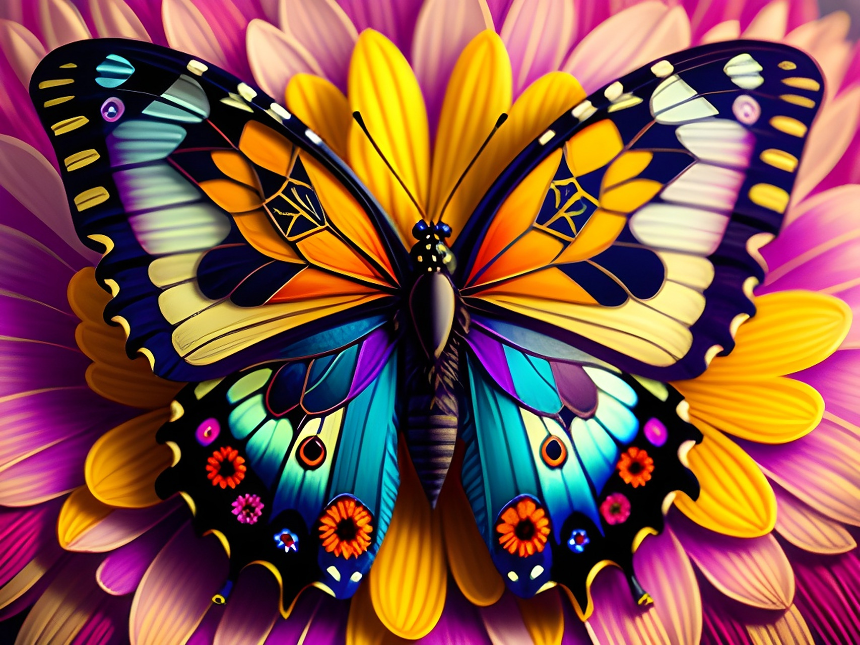 ai绘画「花丛中的蝴蝶」[比心][比心] #二次元美图#  #ai绘画#  #百度