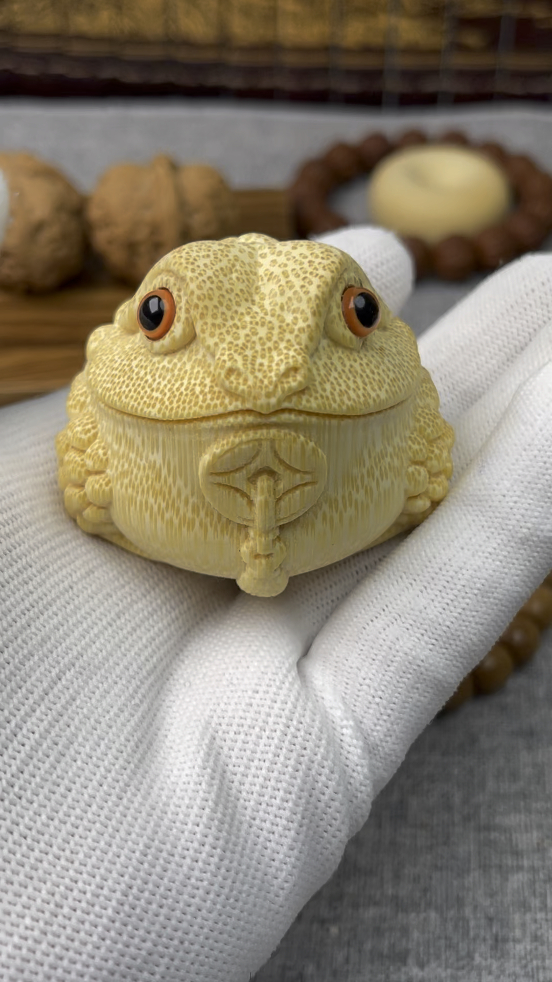 玉竹实心竹金蟾 莲藕手把件,竹环配饰宝贝尺寸:52mm玉竹实心竹雕刻 不