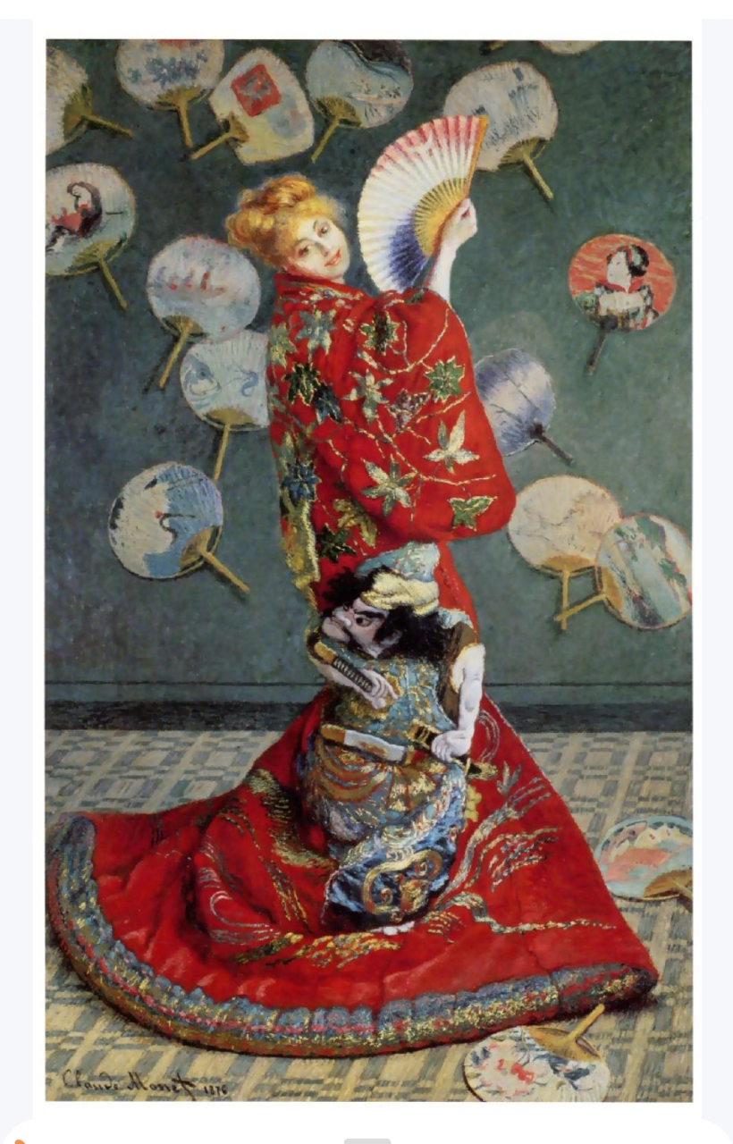 世界名画欣赏--穿日本和服的卡美伊(madame monet in a japanese