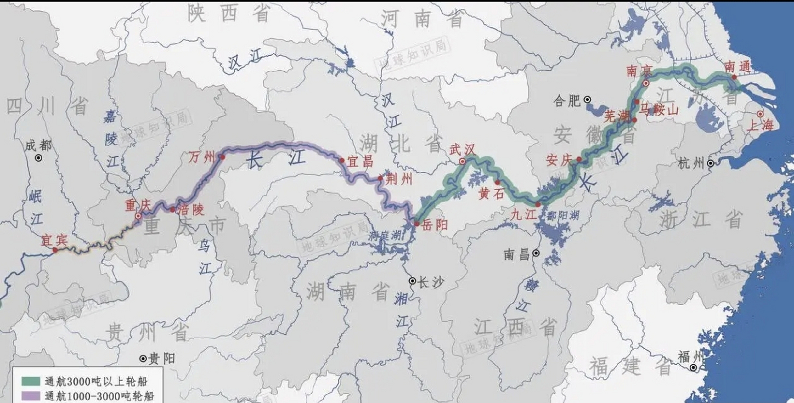 长江的通航里程长达64700公里,远超过其他河流.