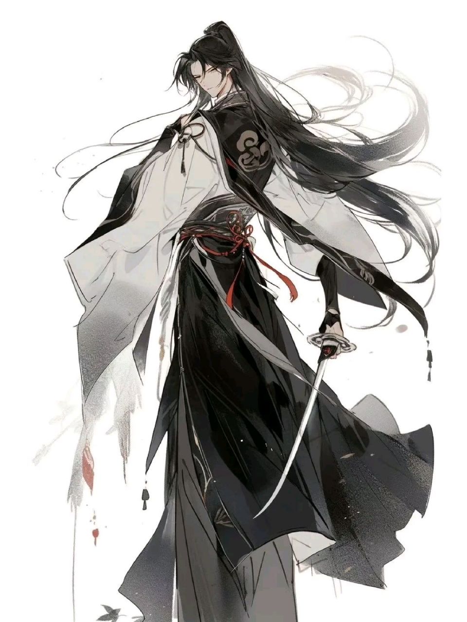 一组古风人物插画欣赏,仙侠系的男主,by 玄嵩真人.