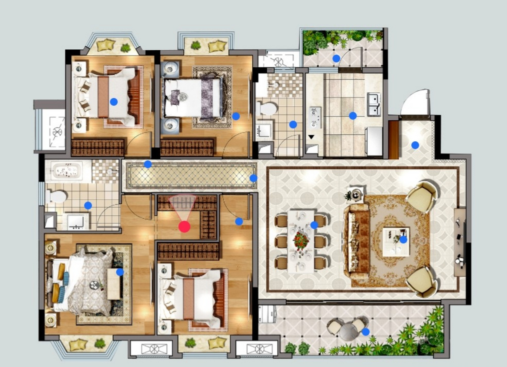 这个户型的极致动静分离设计方式可能会让你感到叹为观止,活动厅配合