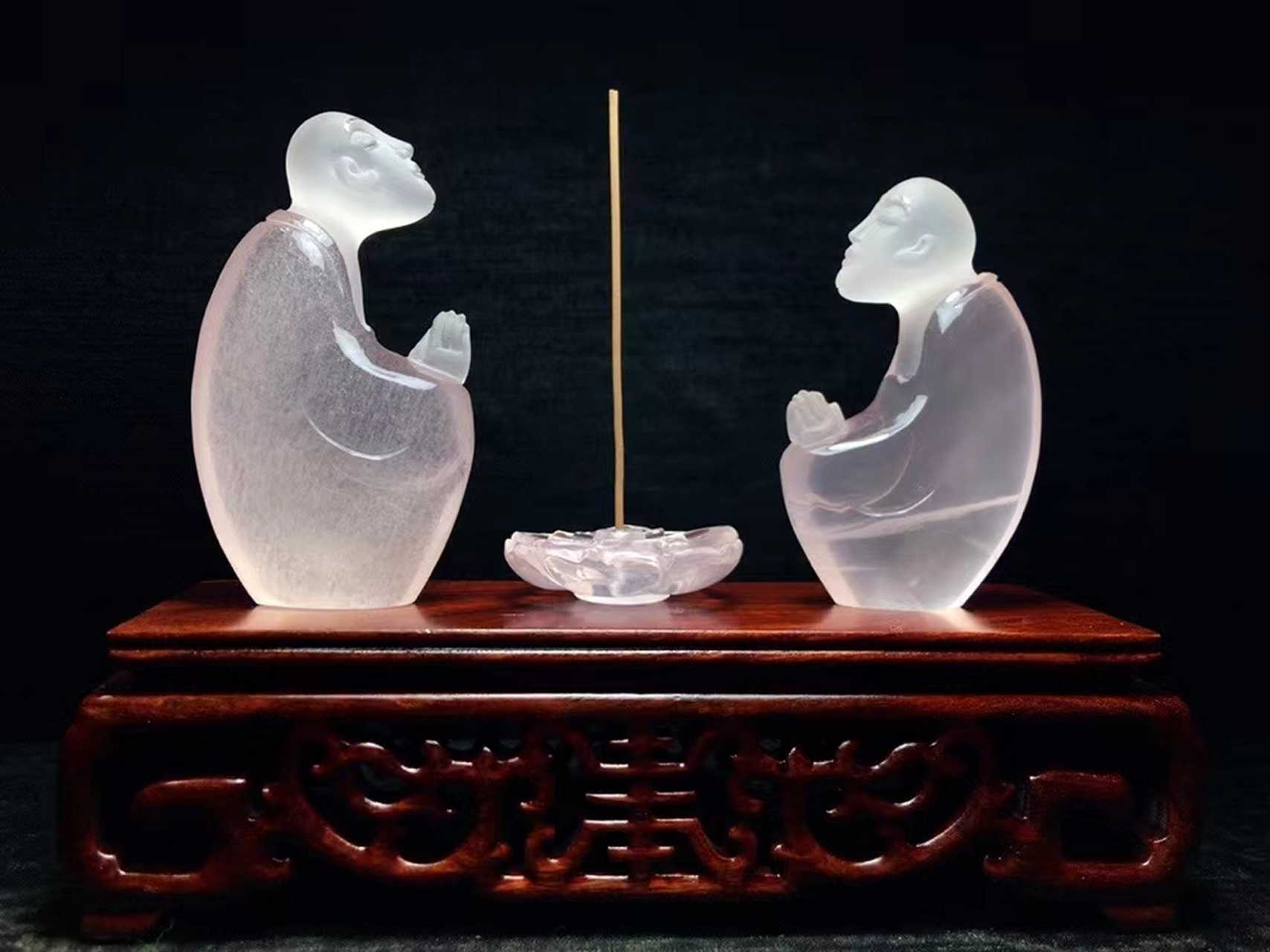 一花一世界,一莲一菩提,一心向佛 【粉水晶招财悟道佛摆件】大师工艺