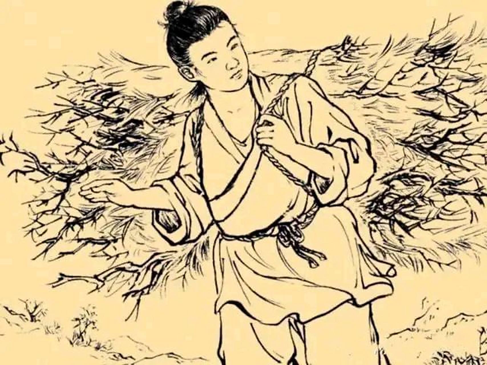 古时,一男子上山砍柴,忽然闻到一股恶臭,寻味找过去,发现是一只奄奄一