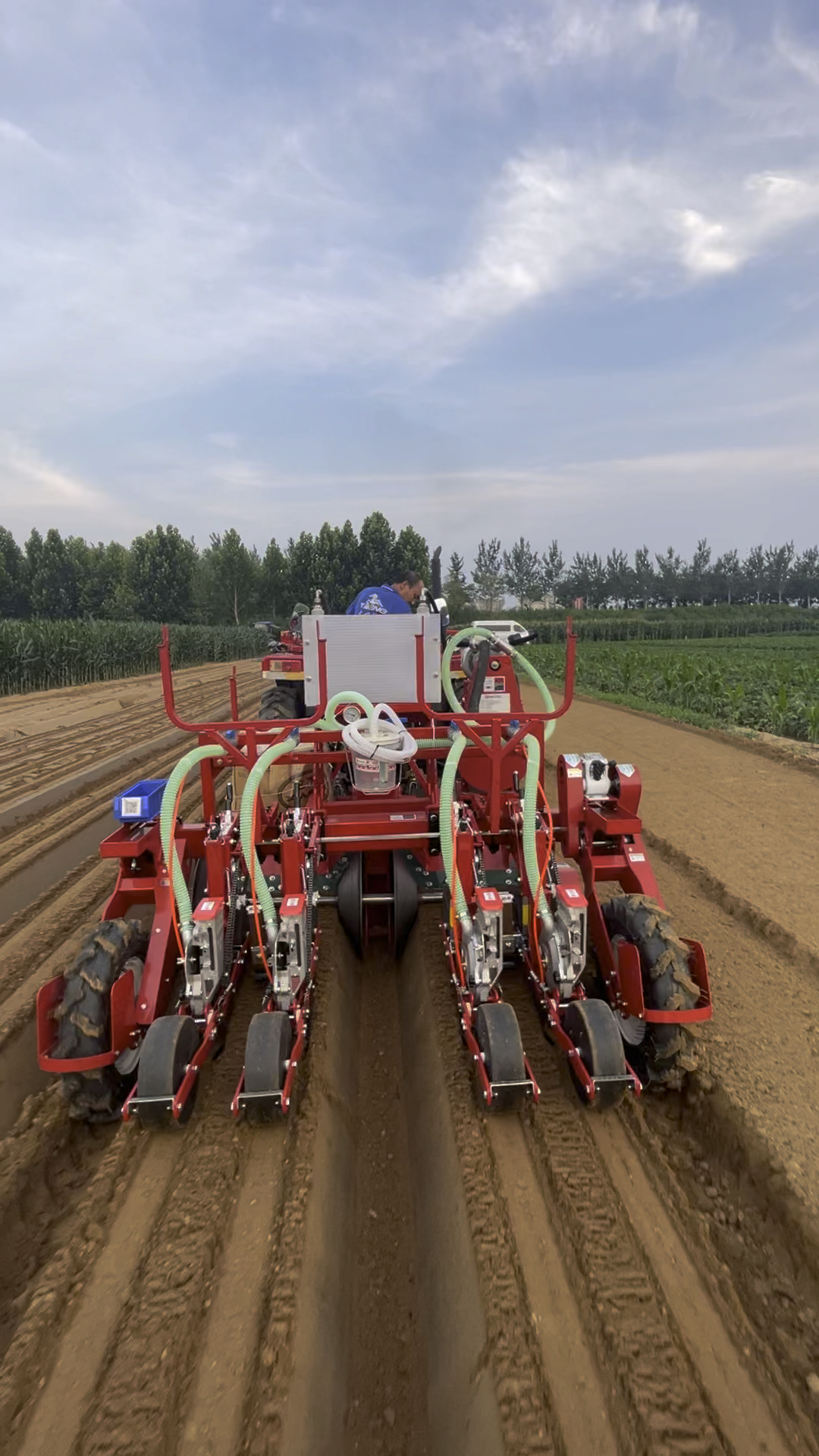 大顺牵引式气吸蔬菜播种机,株距行距精准可调节,一机多用