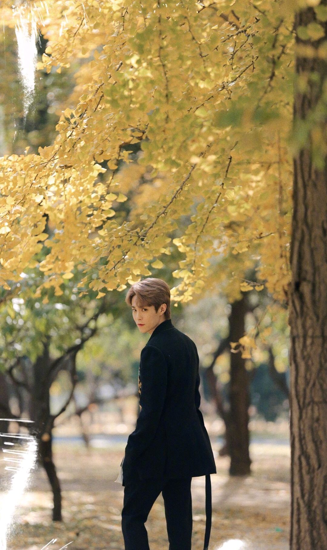 岳岳身着黑色刺绣西装出镜拍摄秋日写真,温柔绅士的俊逸风格