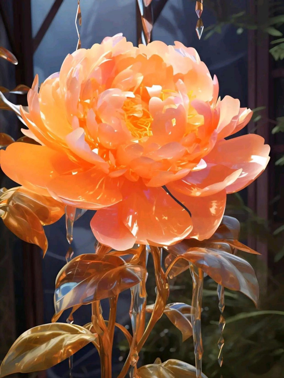 工艺美花分享:橙色牡丹,雍容华贵