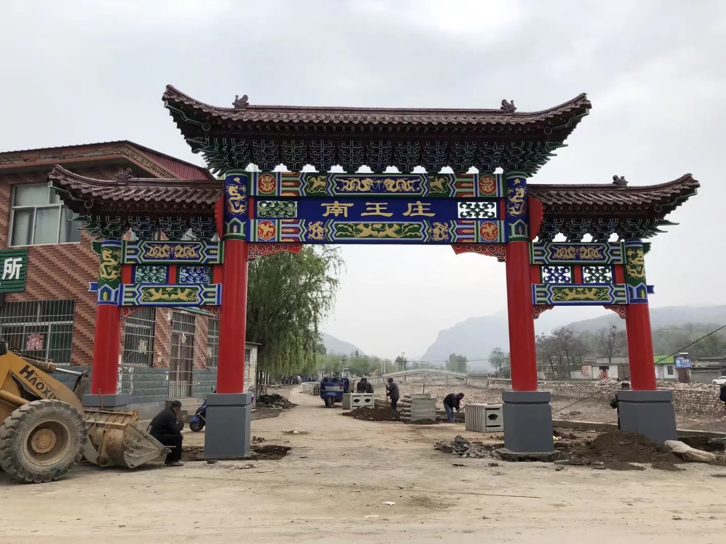 水泥牌楼,古建牌楼施工,村口古建牌楼