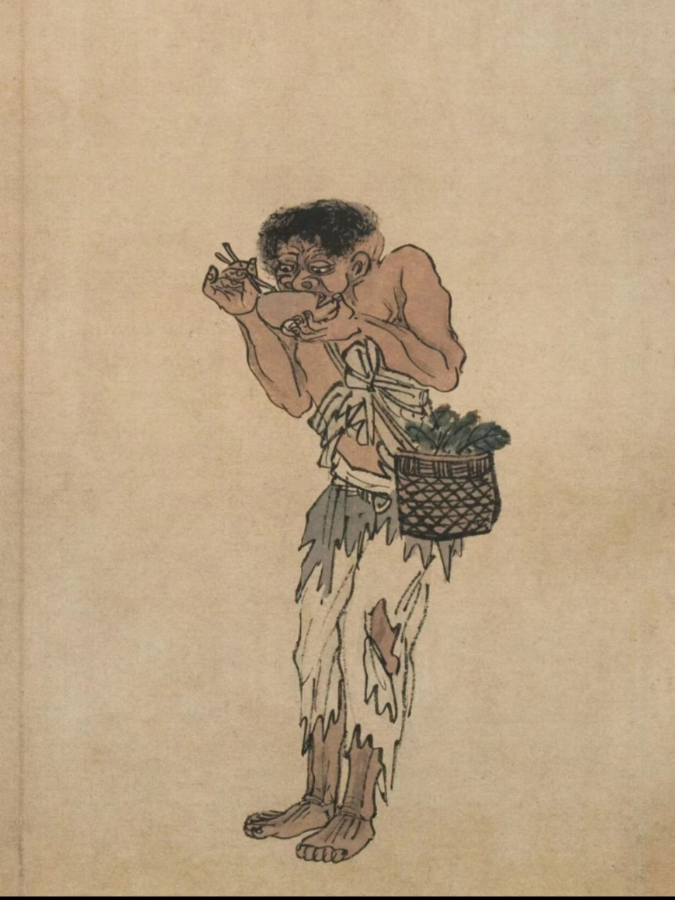 明朝时期,东南老百姓受灾的"流民图",此幅画卷为周臣所画,现藏于