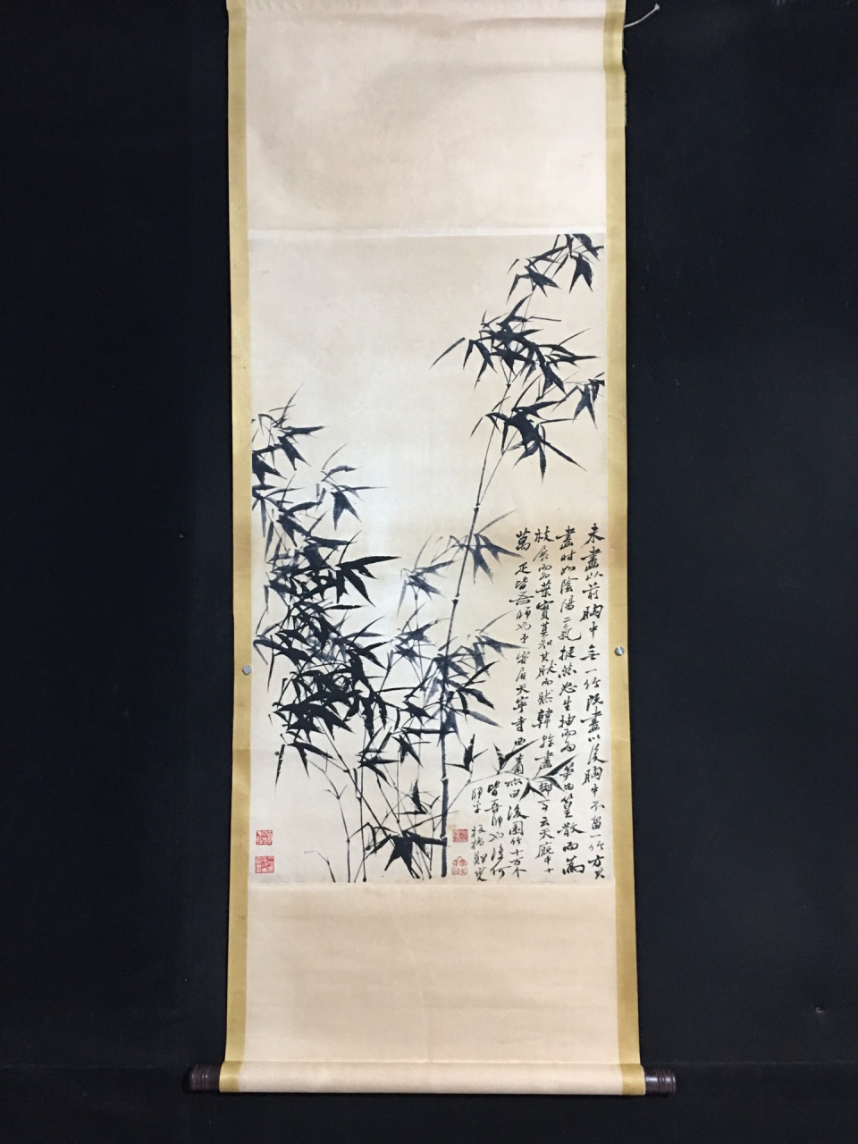 精品三尺中堂画  郑板桥竹子画 裱好尺寸  高*宽150cm*55cm 画芯尺寸