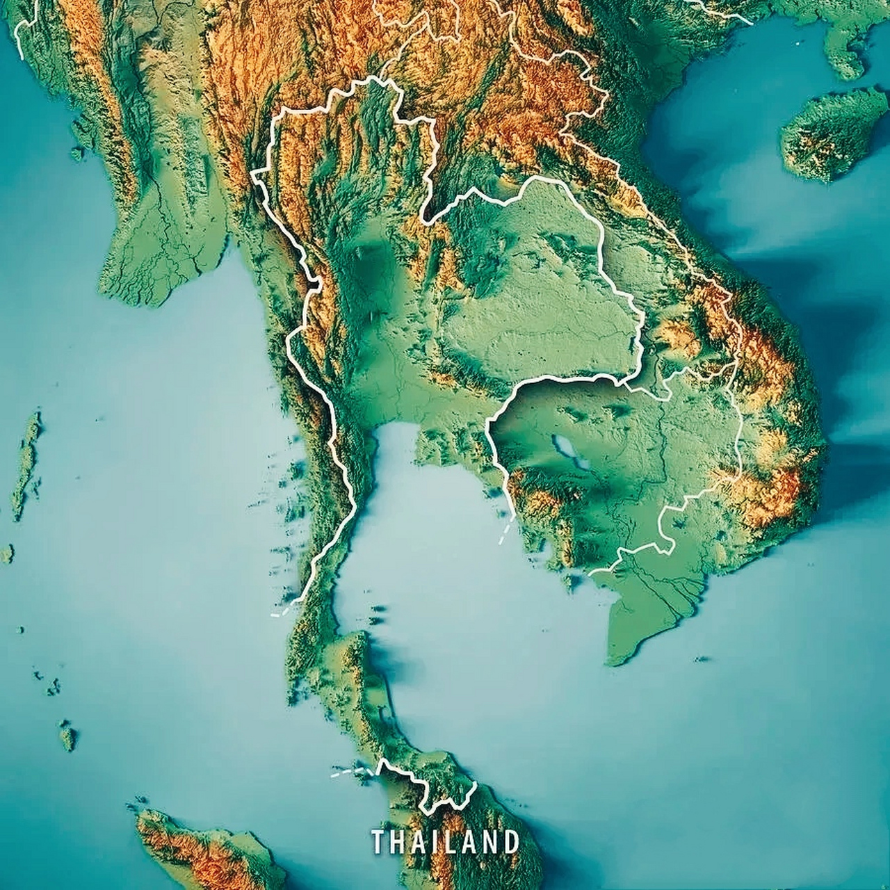 泰国地形图高清全图图片