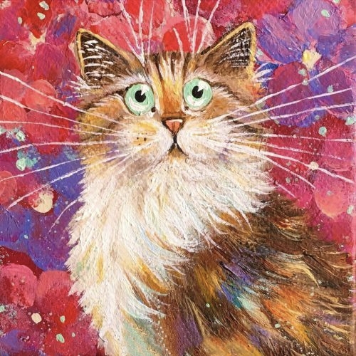 绘画素材|水粉画可爱的小猫咪,一起表现出它毛茸茸的毛发吧!