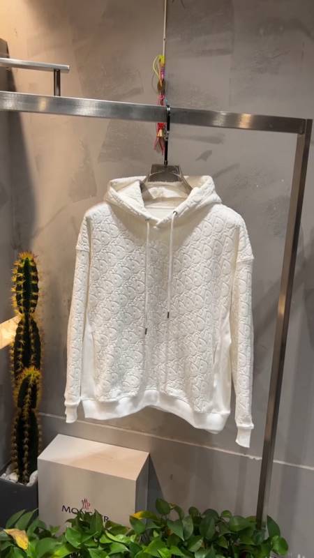 迪奥毛巾绒连帽卫衣,立体感logo花纹,简洁大方时髦得体-度小视