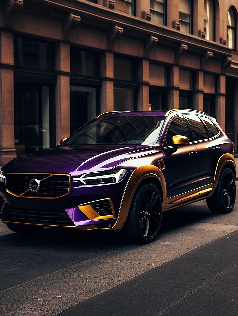 这款沃尔沃xc6o经过了轻度改装后,车身颜色采用了独特的灭霸紫色调