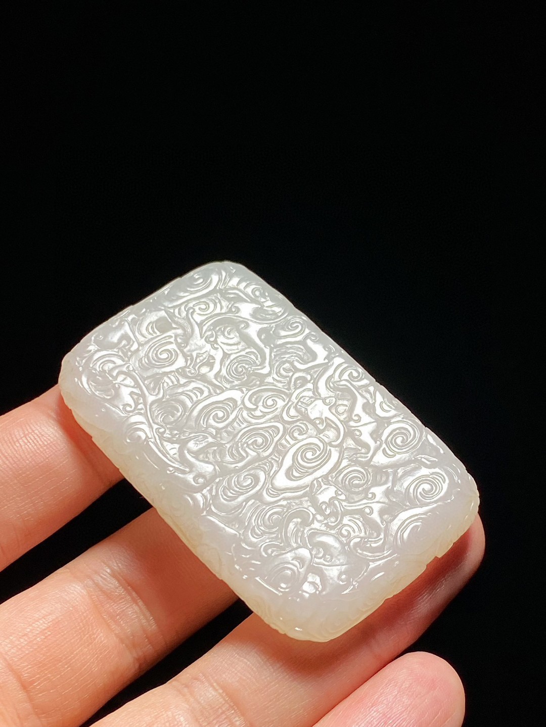 清乾隆 和田玉籽料 羊脂白玉 龙凤纹 玉牌 玉佩