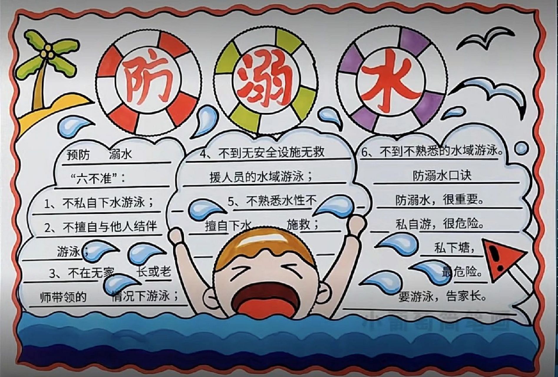 溺水手抄报/预防溺水 防溺水手抄报,暑期防溺水手抄报,预防溺水手抄报