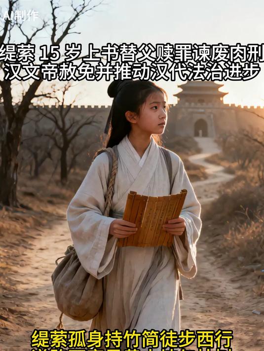 缇萦 15 岁上书替父赎罪谏废肉刑,汉文帝赦免并推动汉代法治进步
