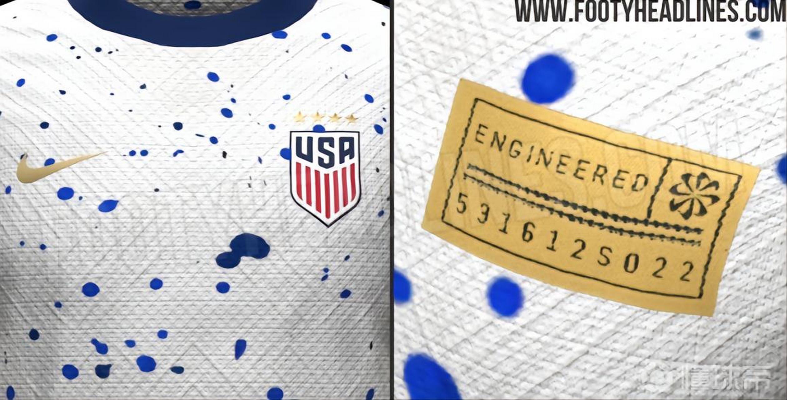 随性的蓝色墨点,美国国家队2023年主场球衣曝光 知名足球装备网站