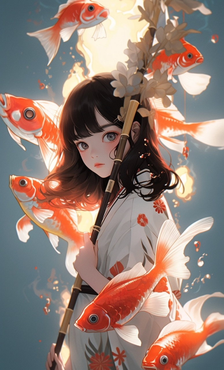 好运加倍锦鲤女孩壁纸~ 漂酿