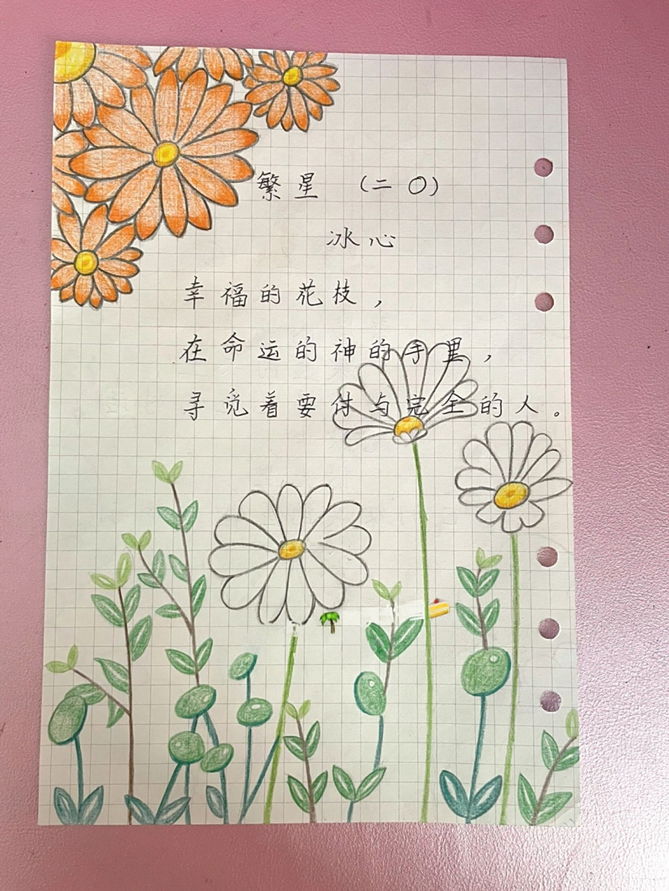 诗集现代诗摘抄四年级繁星冰心 四年级下册语文作业 自制手绘诗集