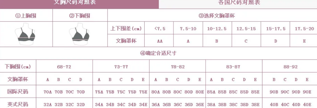 40b是多大尺码 胸罩