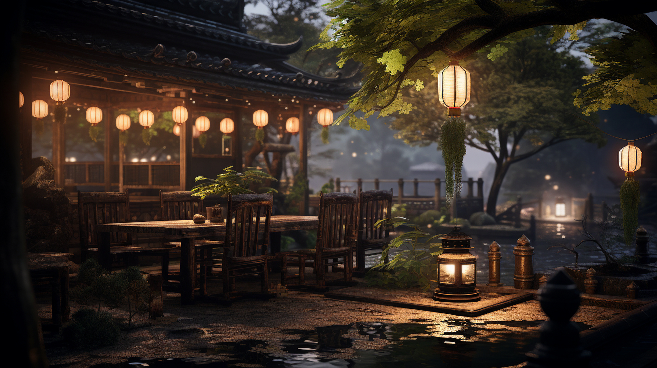 中国庭院风景#ai绘画# #场景# #庭院