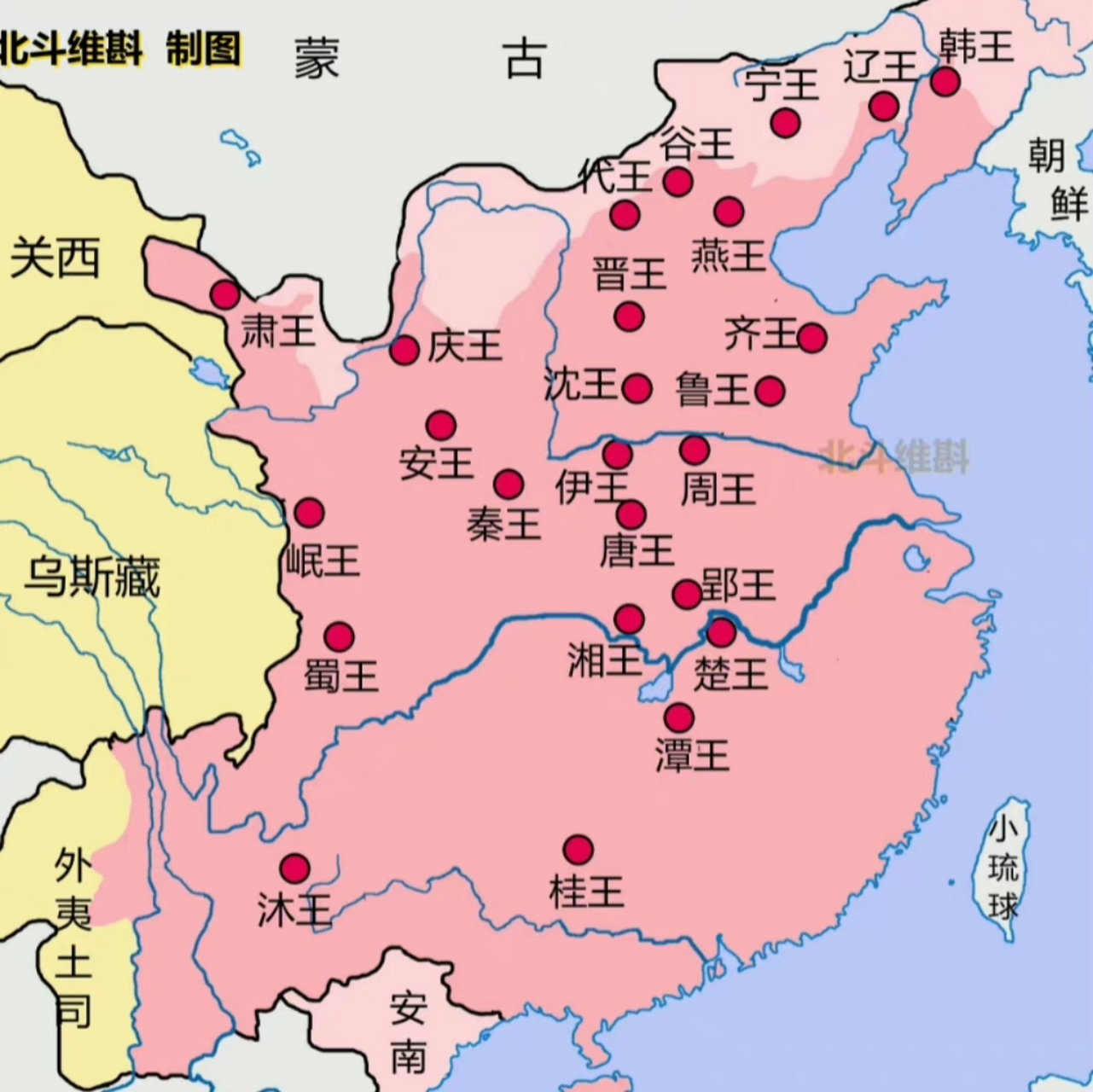 明朝藩王分布图