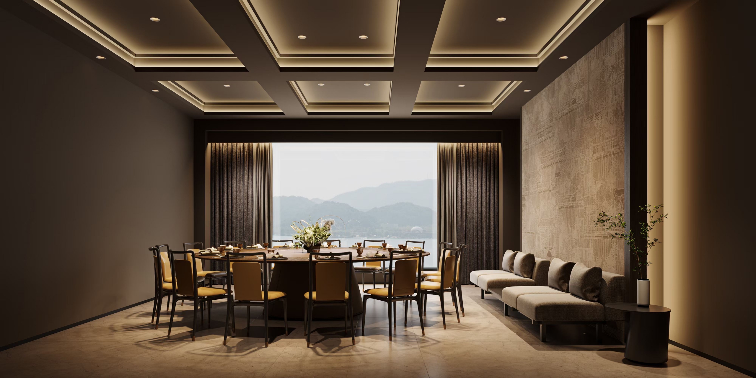 家居装修案例#茶室,餐厅包厢,新中式,现代简约风格