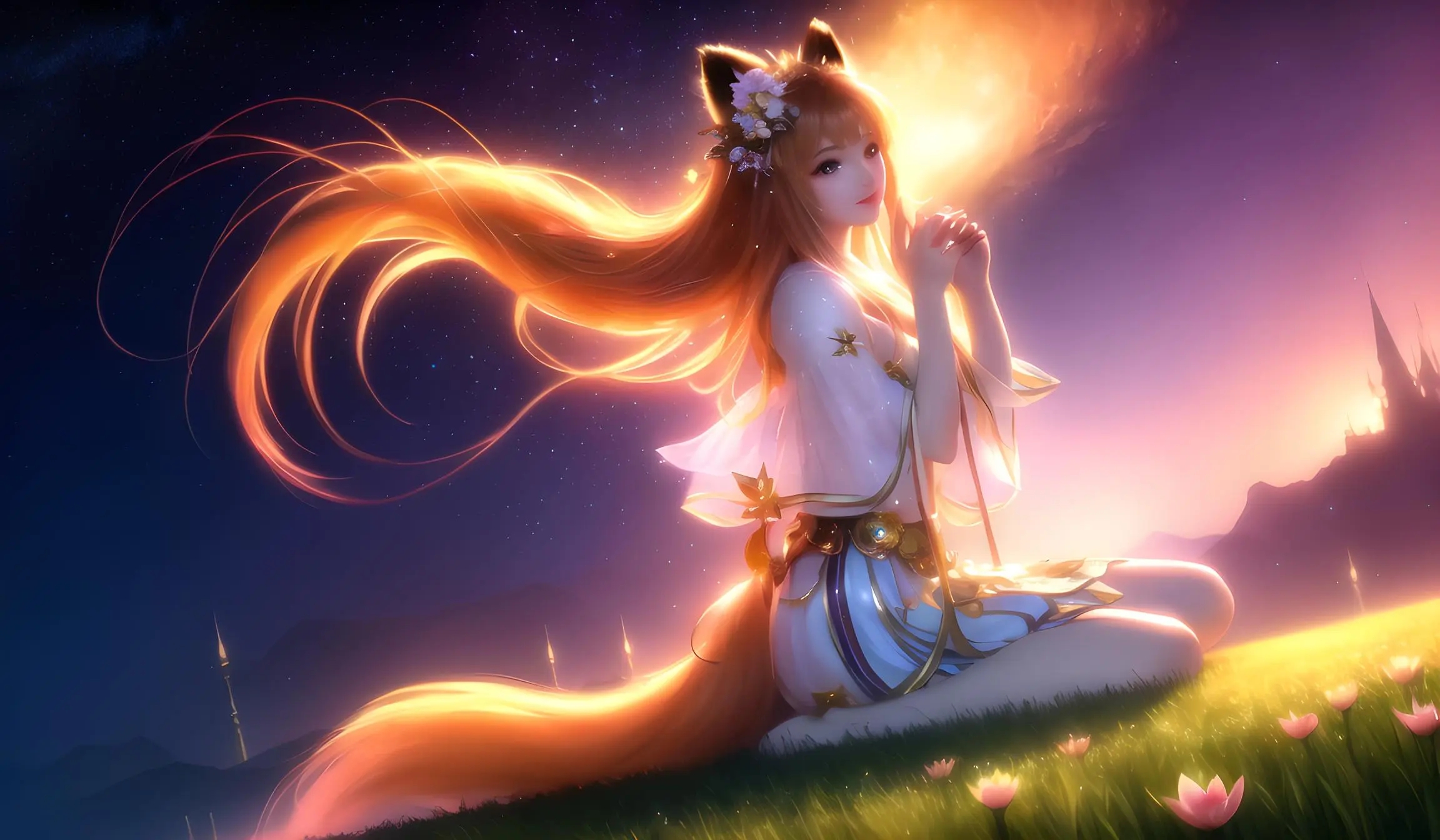 (ai绘画壁纸)幻境小狐妖