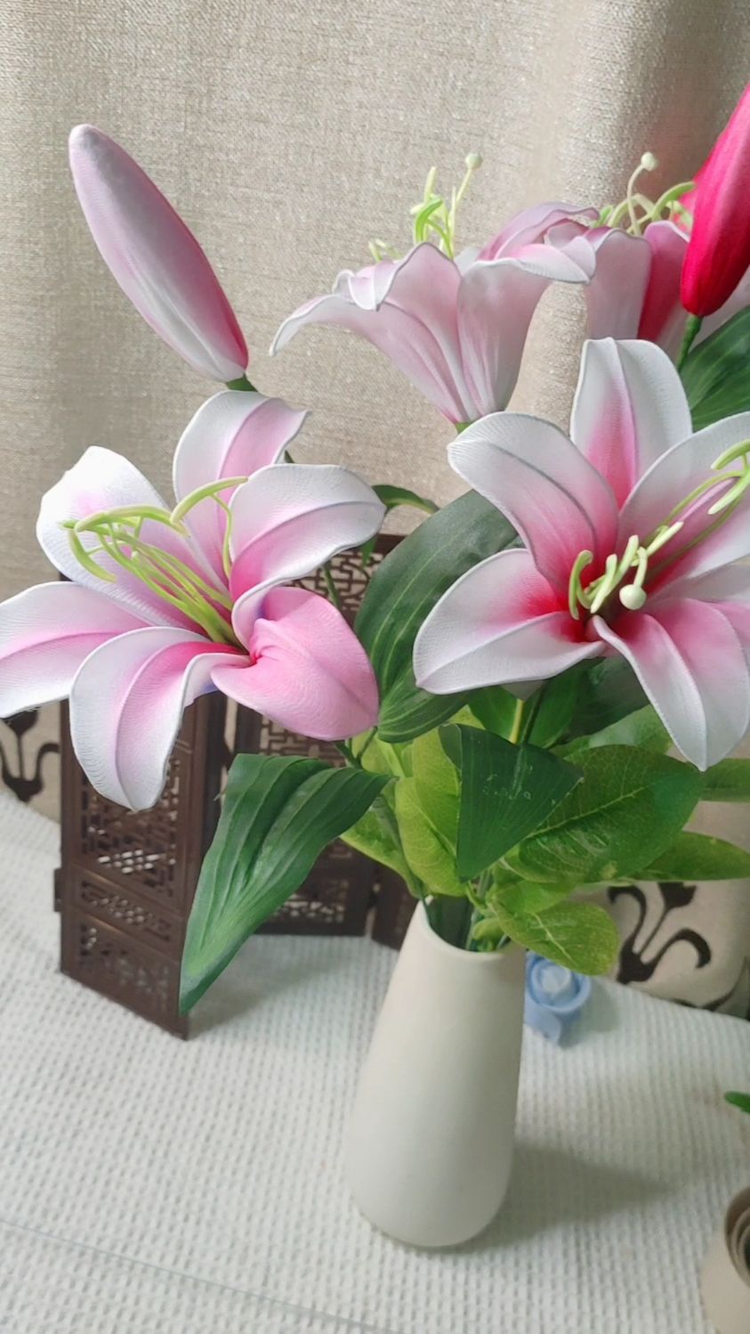 手工丝网花百合花花苞制作