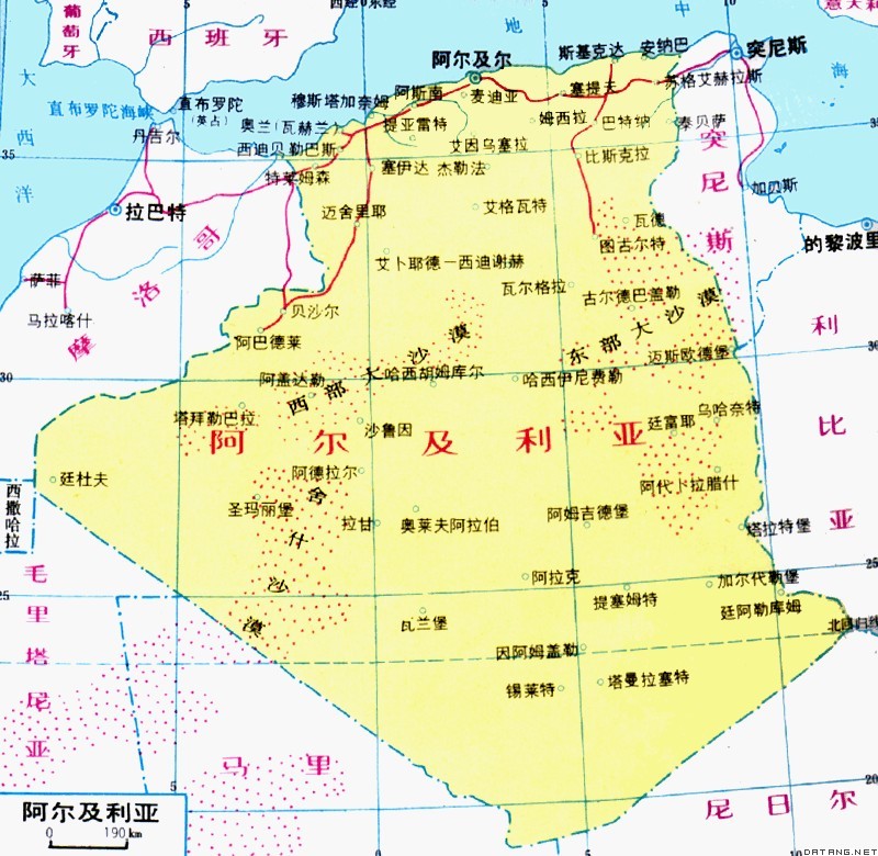 阿尔及利亚地形图