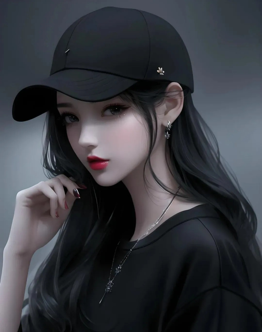 女生头像,酷酷的黑衣,冷冷的表情