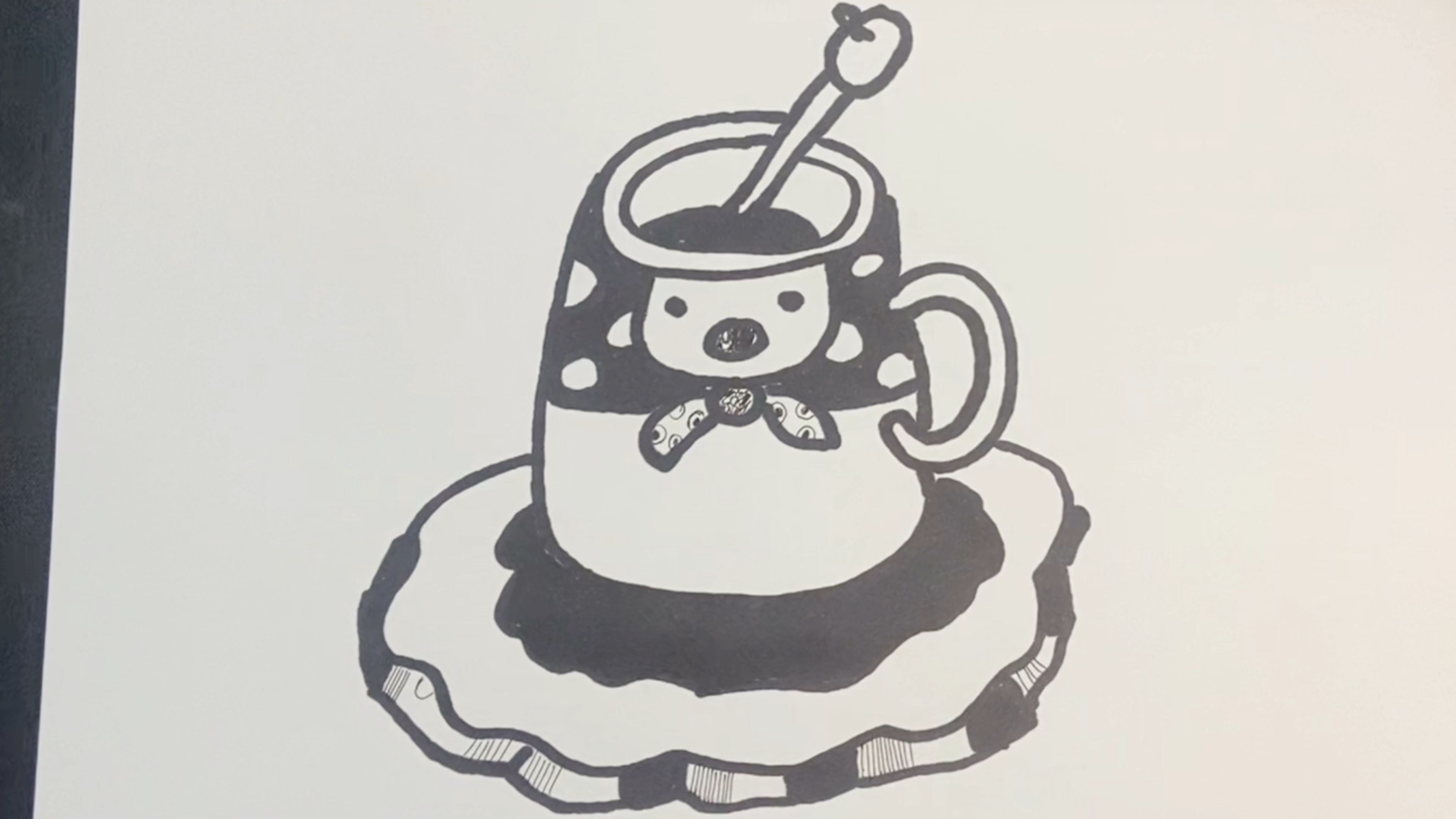 《卡通杯子》线描装饰画