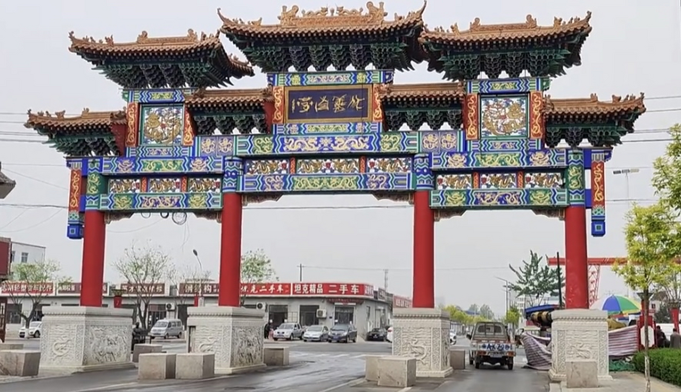 村口牌坊#农村入口牌坊# 古建牌楼制作#村口进村大门牌楼门楼# 水泥