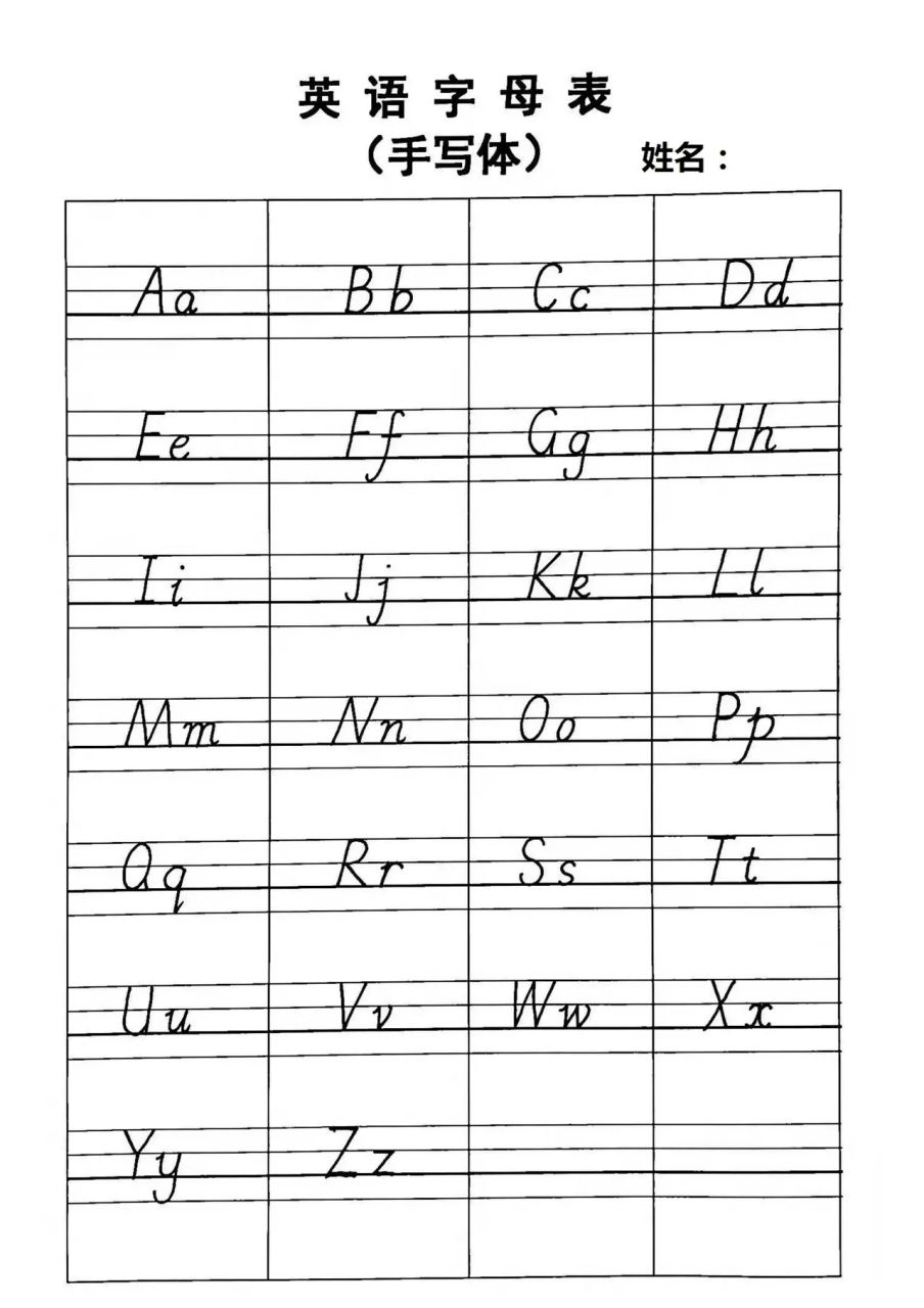 暑假预习三年级上册26个字母英语书写格式|描写#英语#暑假预习#英语