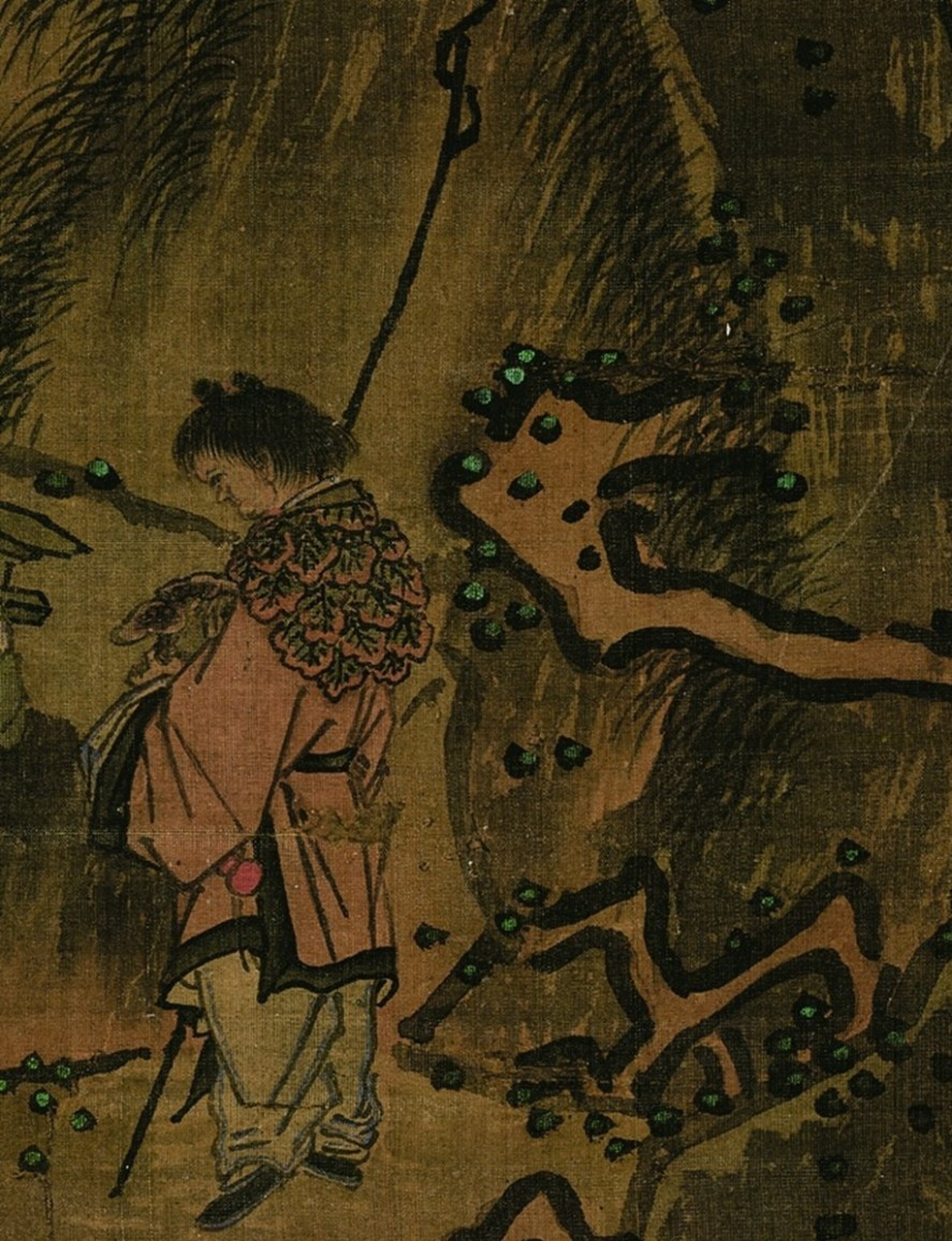 【 南宋 马远 《松寿图》 】绢本设色,122×52.7cm,辽宁省博物馆藏.