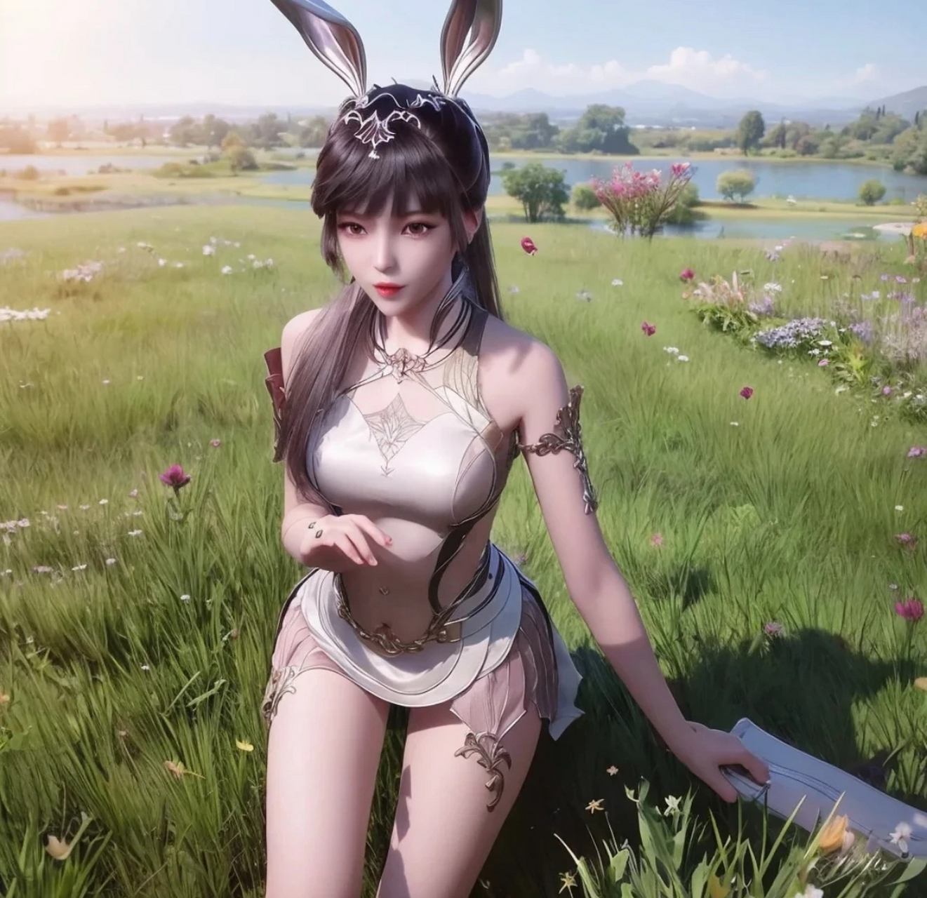 美图分享#小舞跪姿~绿茵如画