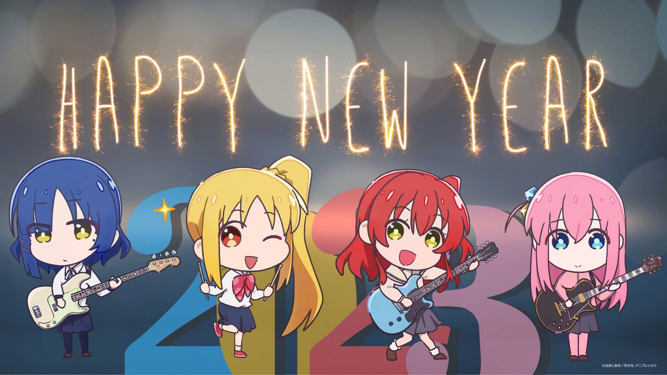 经典动漫# 来自二次元的新年祝福: 孤独摇滚,阿松,妖精的尾巴,一拳